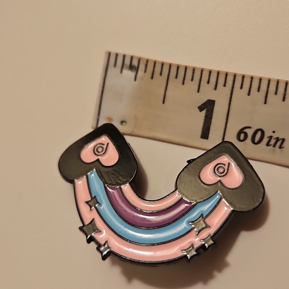 Handmade LGBTQ+ Enamel Pin 1" Trans Rainbow Pop Pin Heart Pink Purple and blue - Picture 10 of 17